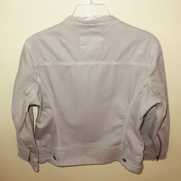 LOFT Khaki-colored Denim Jacket, Stretch, Sz 8 - Picture 5 of 7